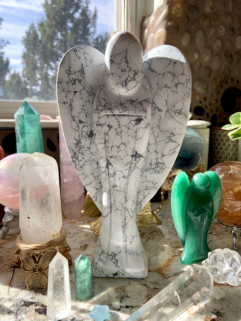 Glorious XXL Howlite Angel Carving 3+ LBS