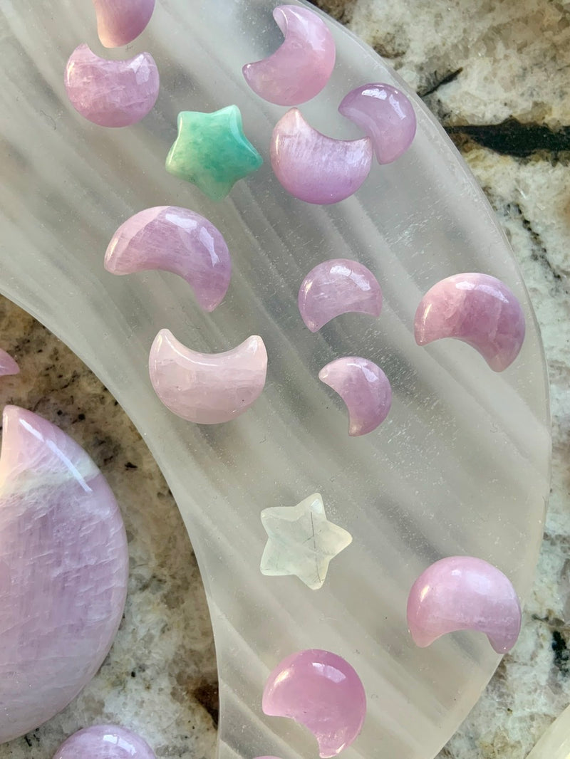 Kunzite Crescent Moons