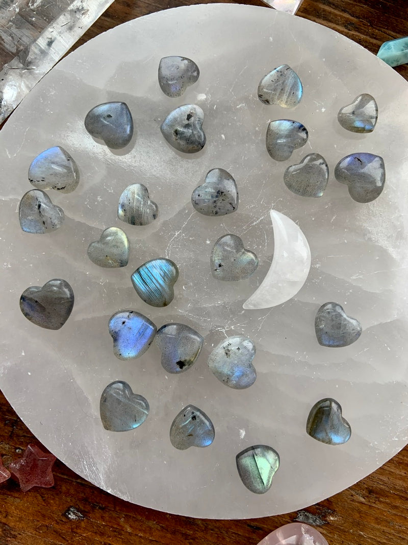 Flashy Mini Labradorite Hearts