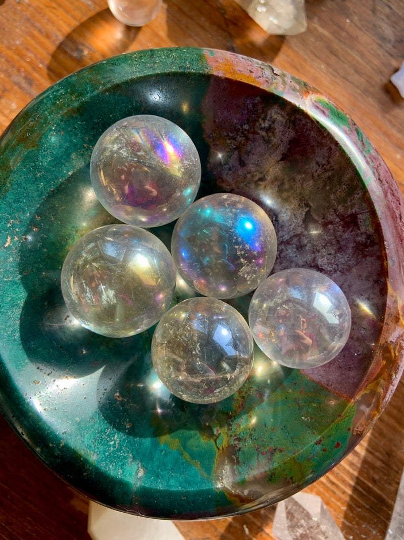 Mini Angel Aura Quartz Sphere, Angelic Crystals by Wild Mountain Crystals in Mt Shasta