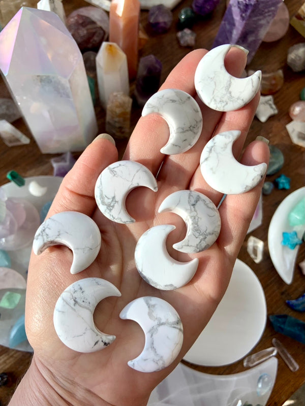 Howlite Crescent Moons