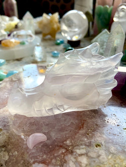 Transparent Lilac Yttrium Fluorite Dragon Head