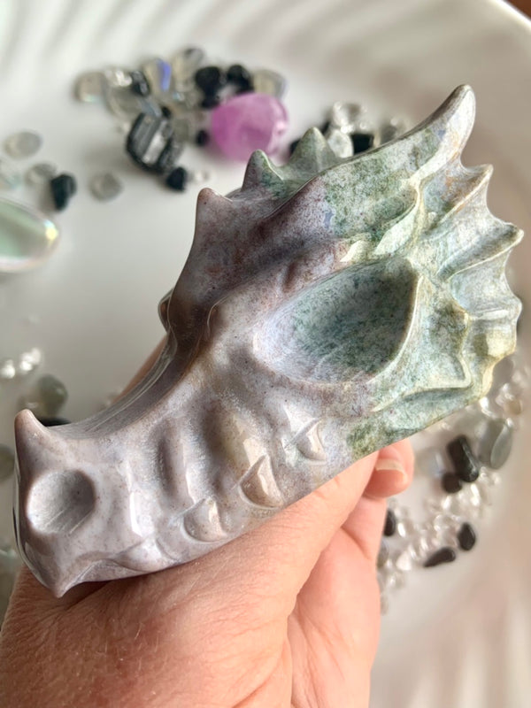 Pastel Ocean Jasper Dragon Head