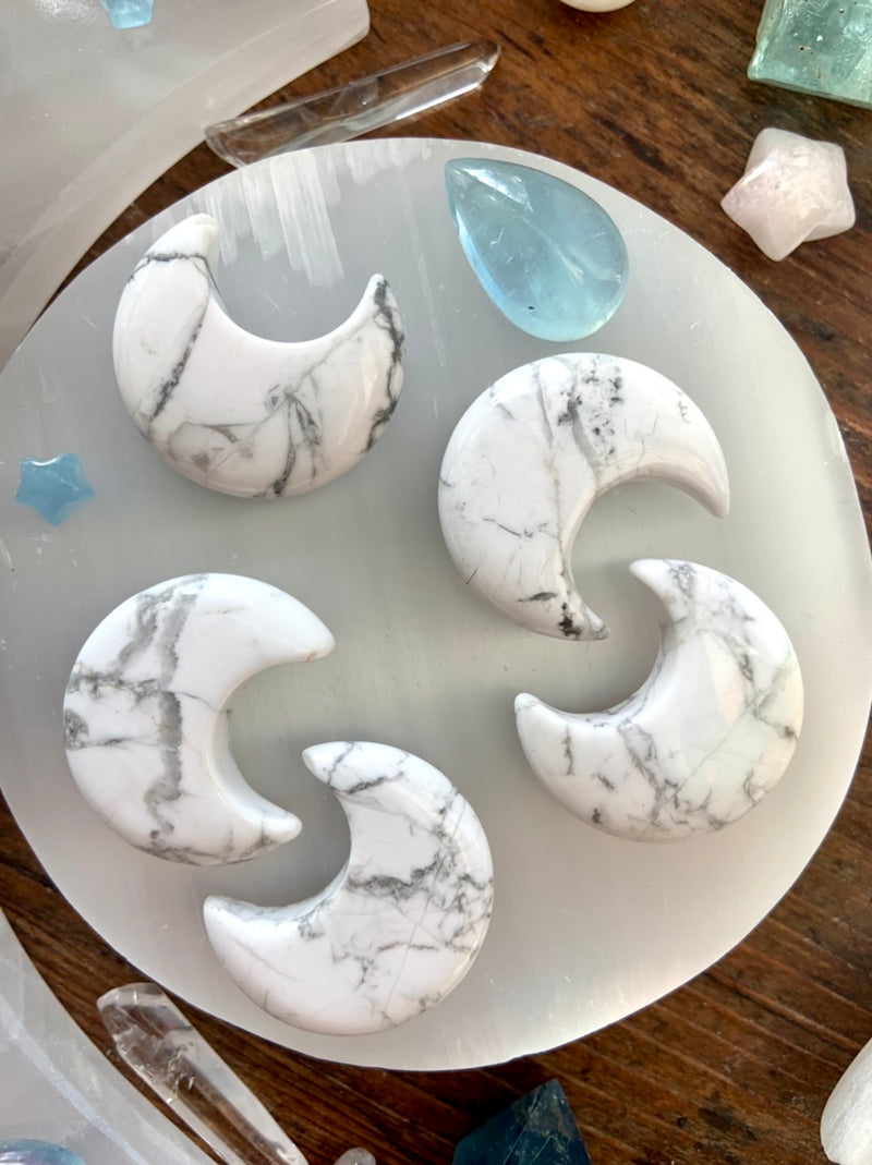 Howlite Crescent Moons