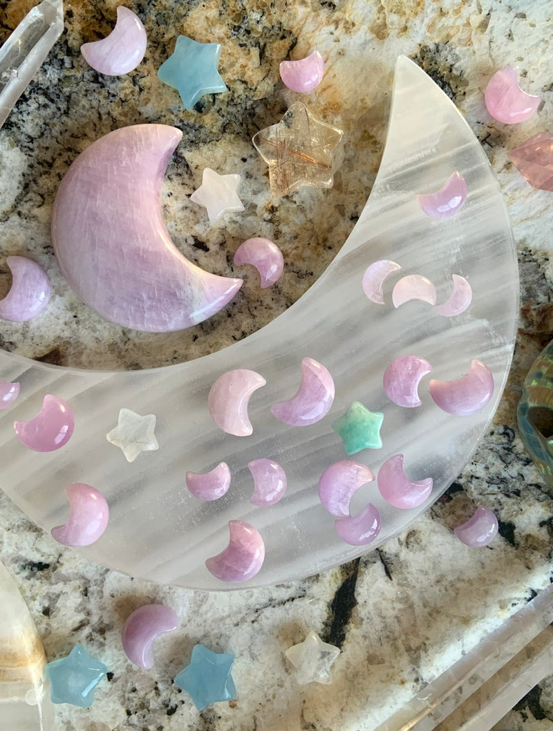 Kunzite Crescent Moons