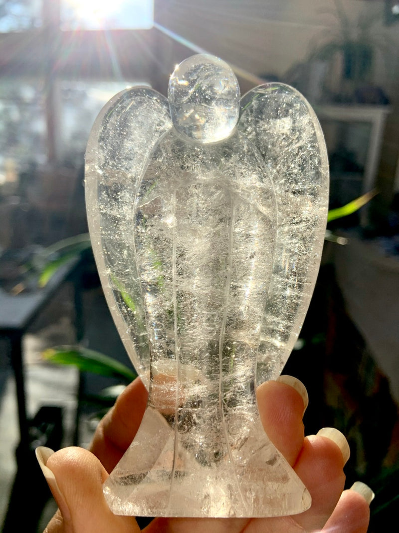 Big Clear Quartz Angel with Rainbows