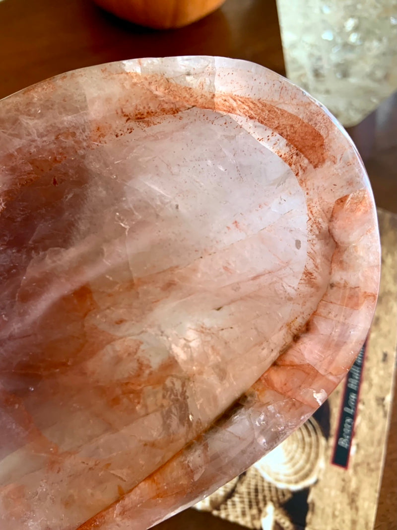 Large Fire Quartz Crystal Bowl