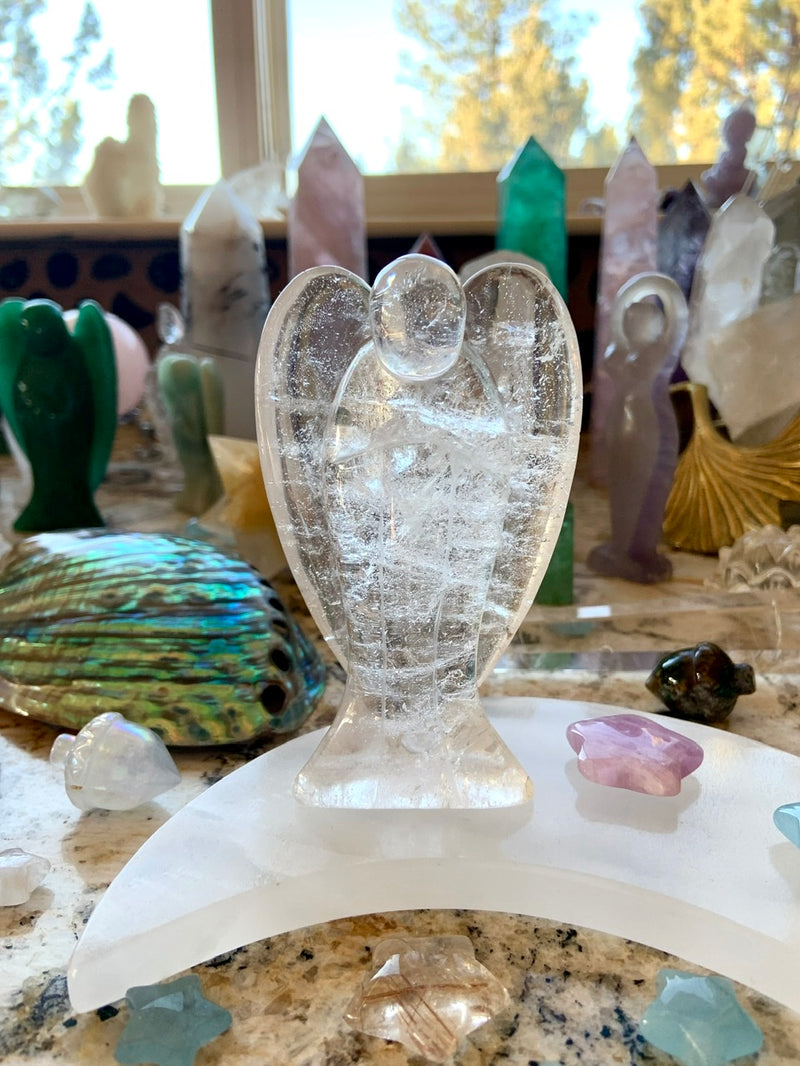 Big Clear Quartz Angel with Rainbows