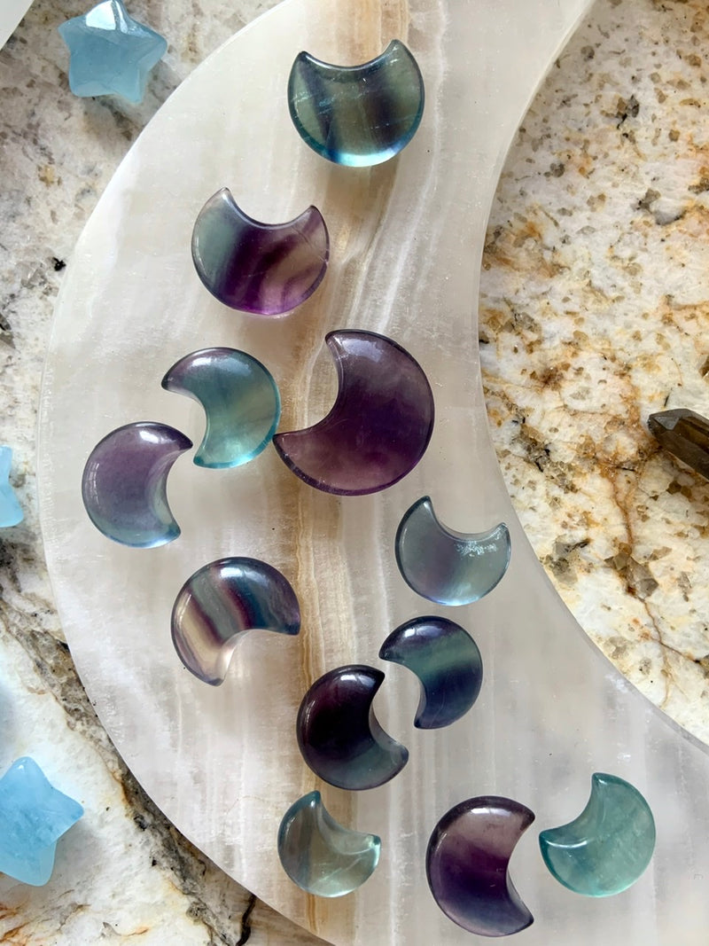 Mini Rainbow Fluorite Moons