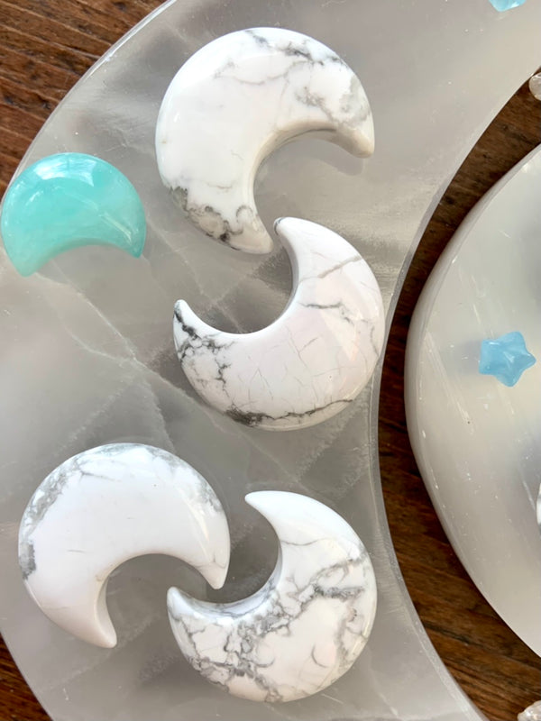 Howlite Crescent Moons