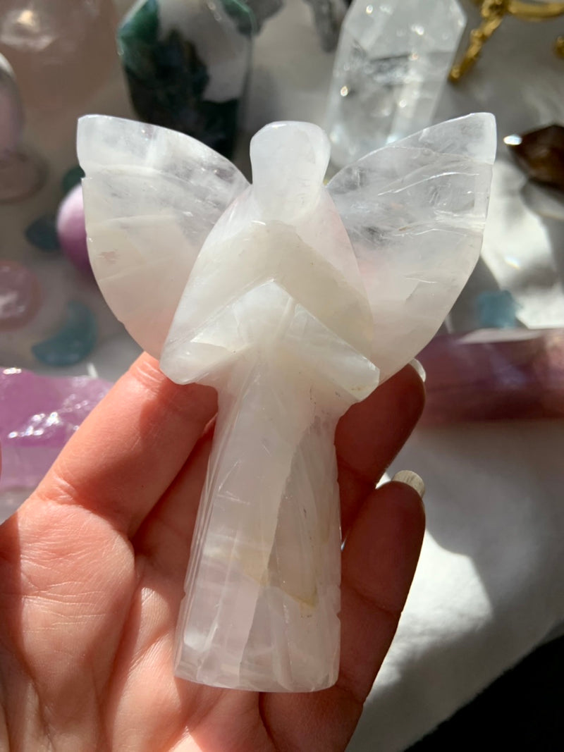 White Quartz Angel Carving from India