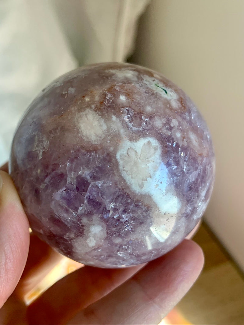 Amethyst x Flower Agate Sphere