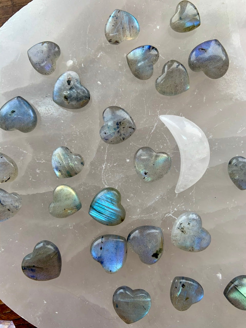 Flashy Mini Labradorite Hearts