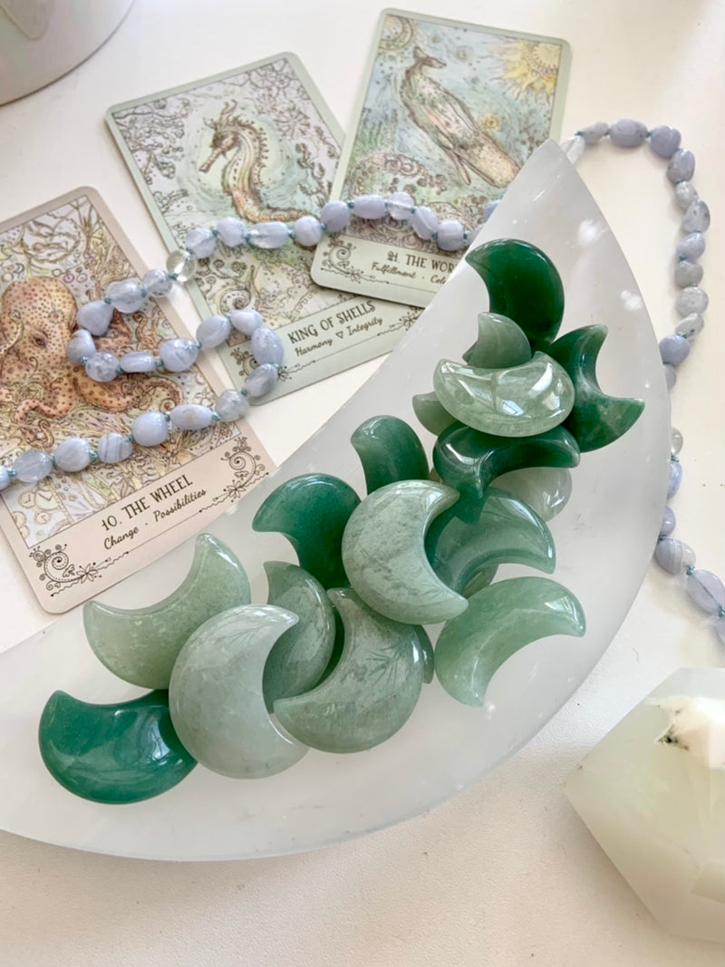 Green Aventurine Crescent Moons