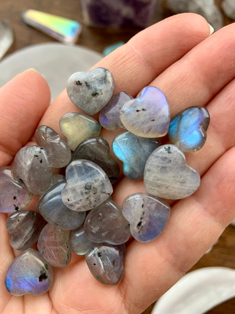 Flashy Mini Labradorite Hearts