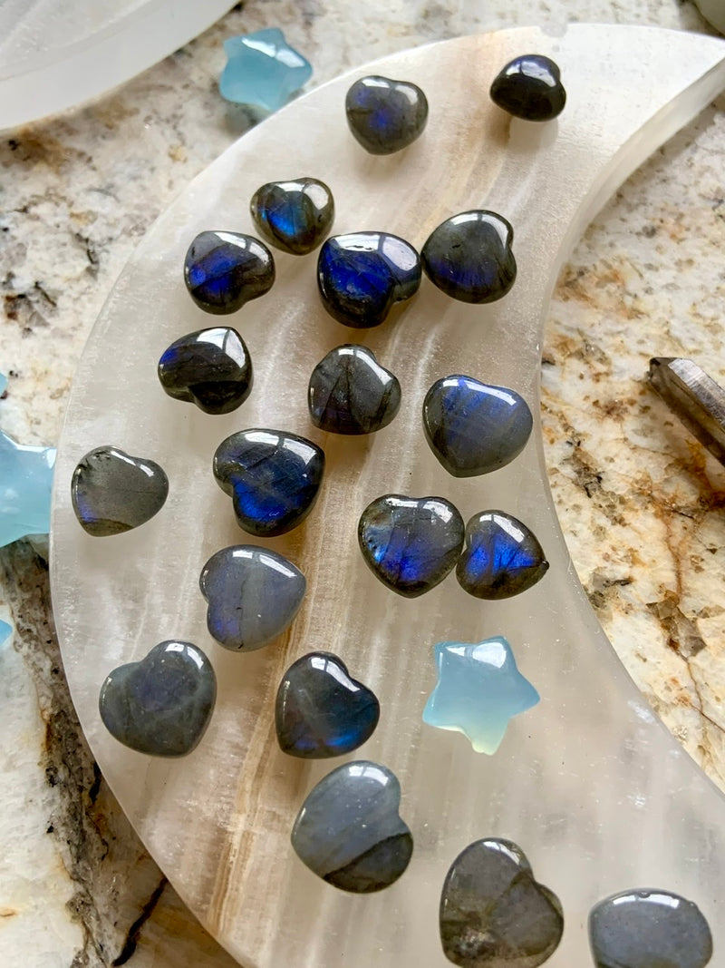 Flashy Mini Labradorite Hearts