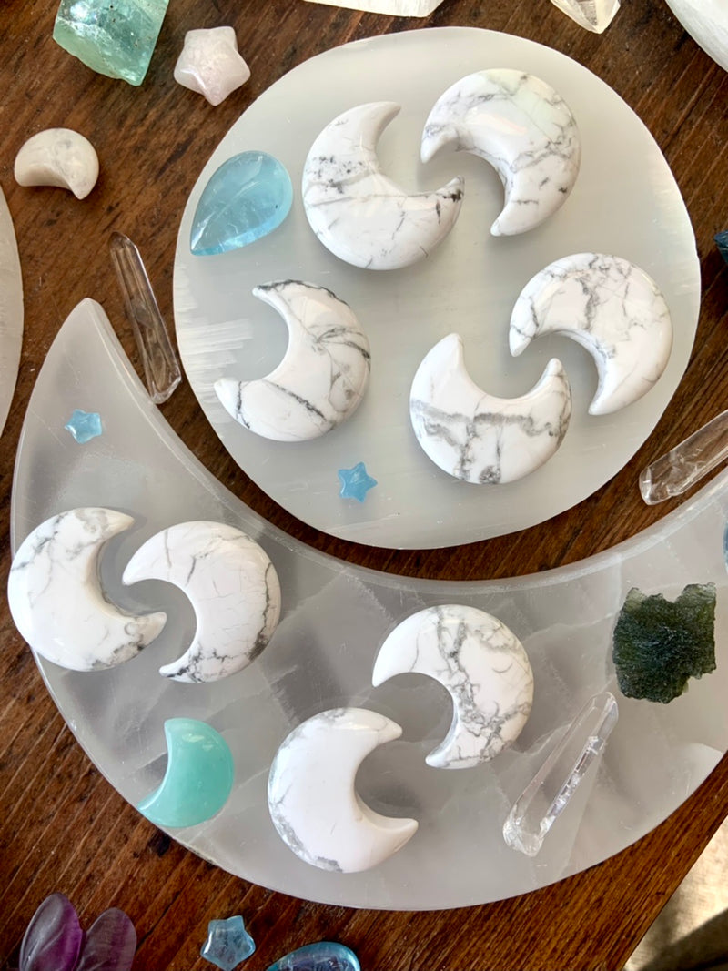 Howlite Crescent Moons