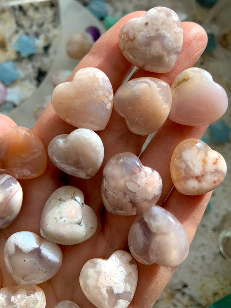 Mini Flower Agate Hearts