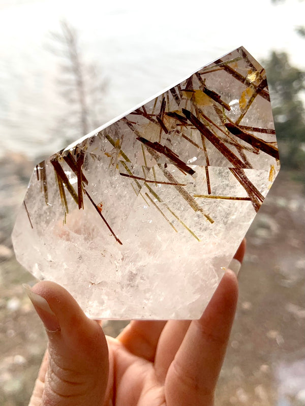 Red Rutile in Quartz Crystal Specimen