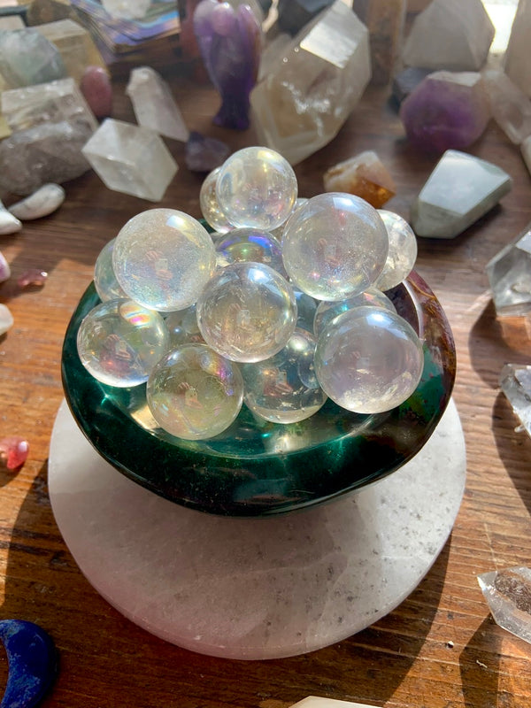 Mini Angel Aura Quartz Sphere, Angelic Crystals by Wild Mountain Crystals in Mt Shasta