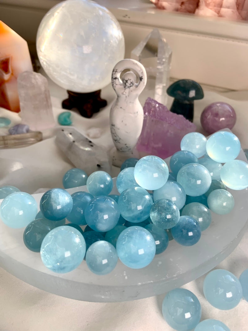 Aquamarine Crystal Mini Spheres