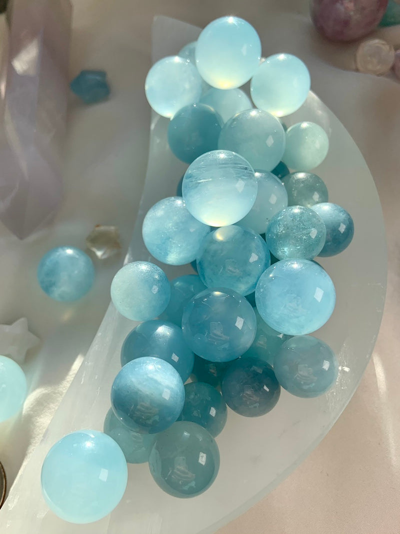 Aquamarine Crystal Mini Spheres