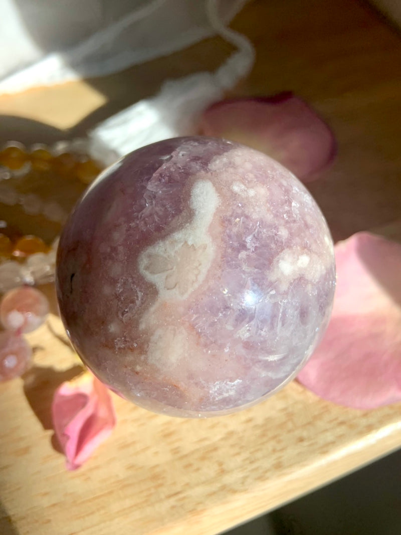 Amethyst x Flower Agate Sphere