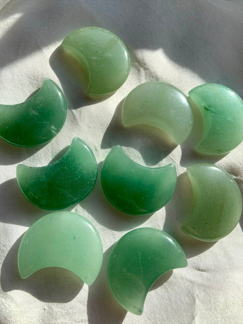 Green Aventurine Crescent Moons