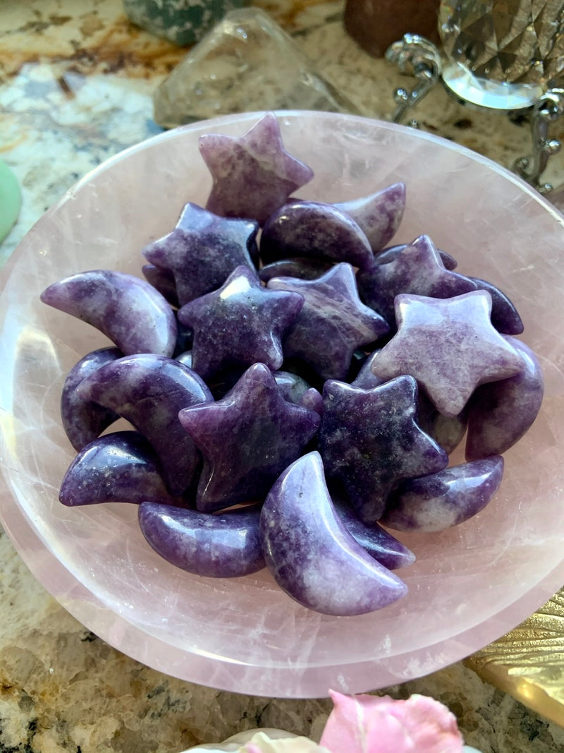 Lepidolite Moon and Stars