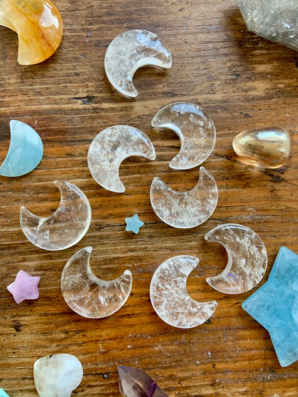 Clear Quartz Crescent Moons