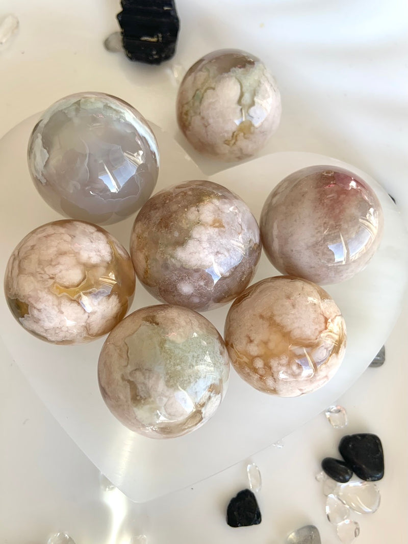 Small Flower Agate Spheres