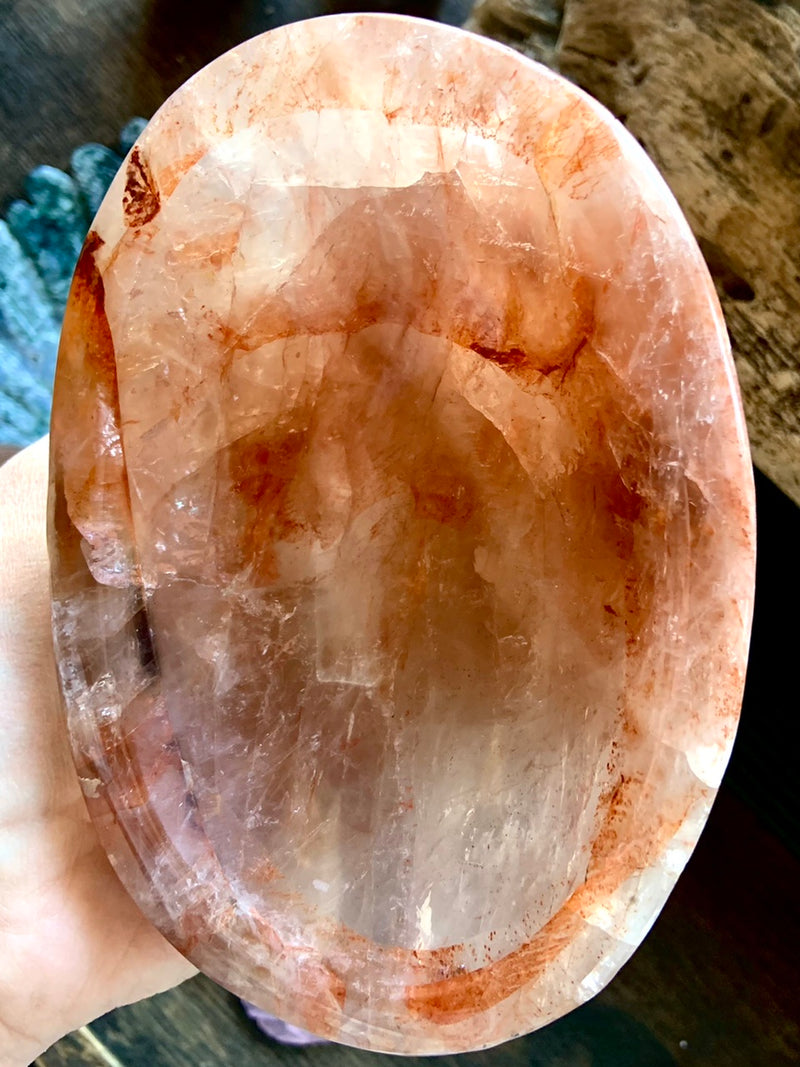 Large Fire Quartz Crystal Bowl