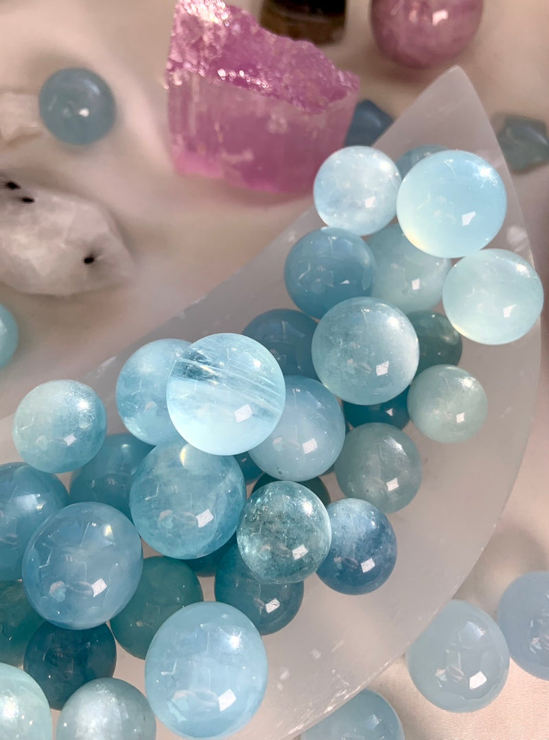 Aquamarine Crystal Mini Spheres