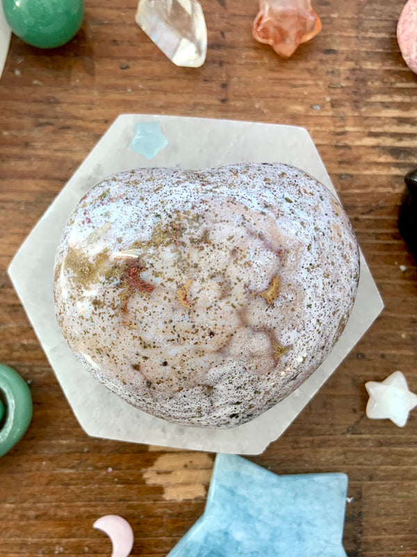 Pastel Ocean Jasper Heart Carving