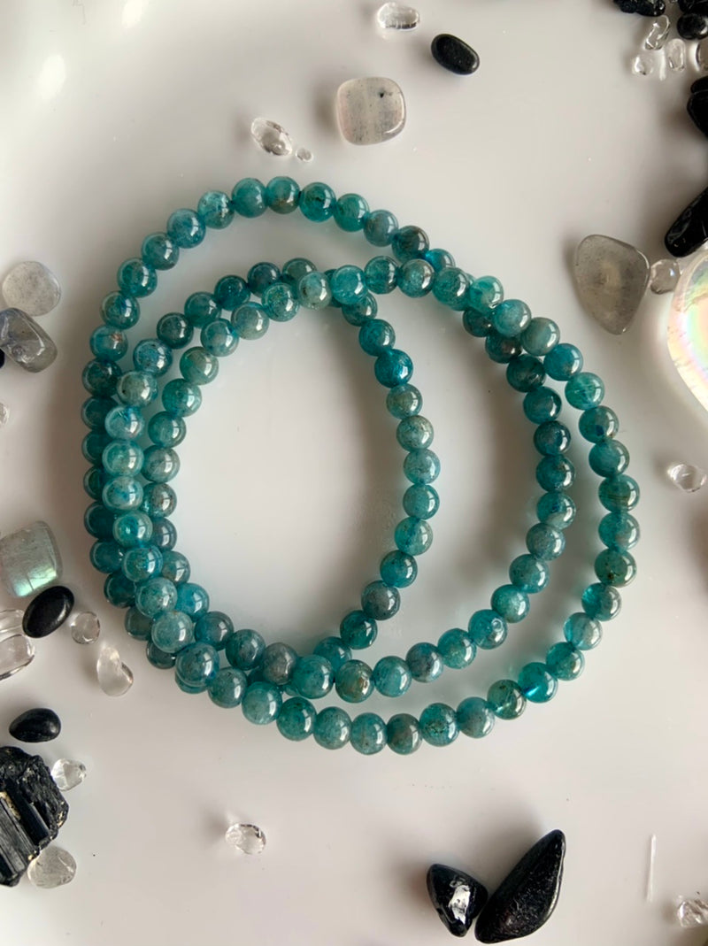 2 in 1 Blue Apatite Wrap Bracelet or Beaded Necklace