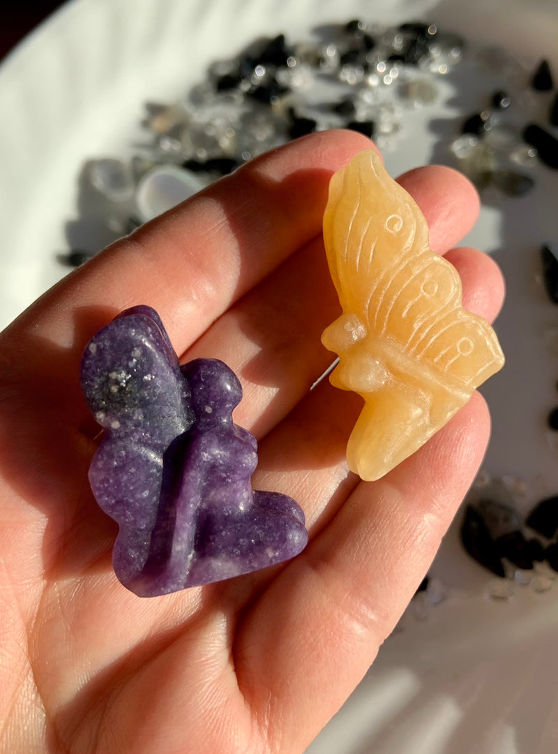 Mini Crystal Fairies ~ Lepidolite + Green Aventurine Crystal Fairy