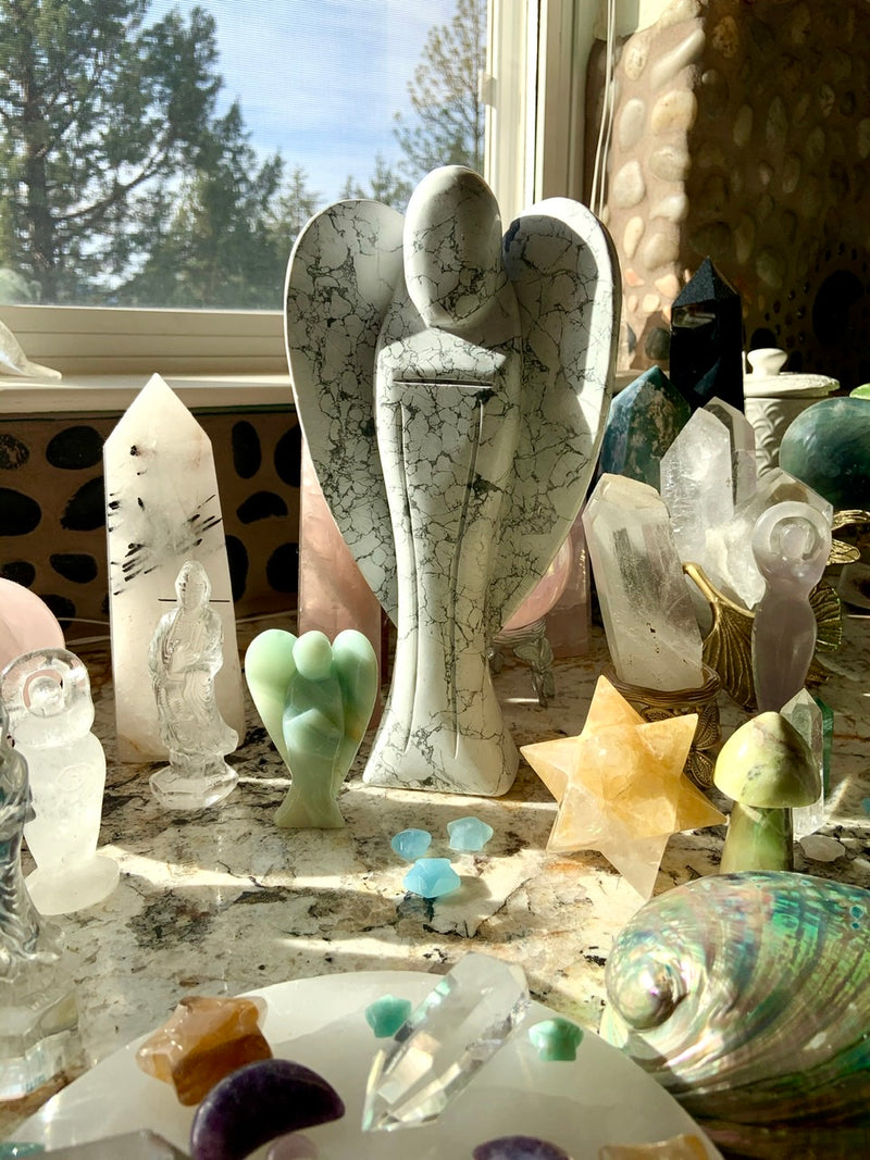 Glorious XXL Howlite Angel Carving 3+ LBS