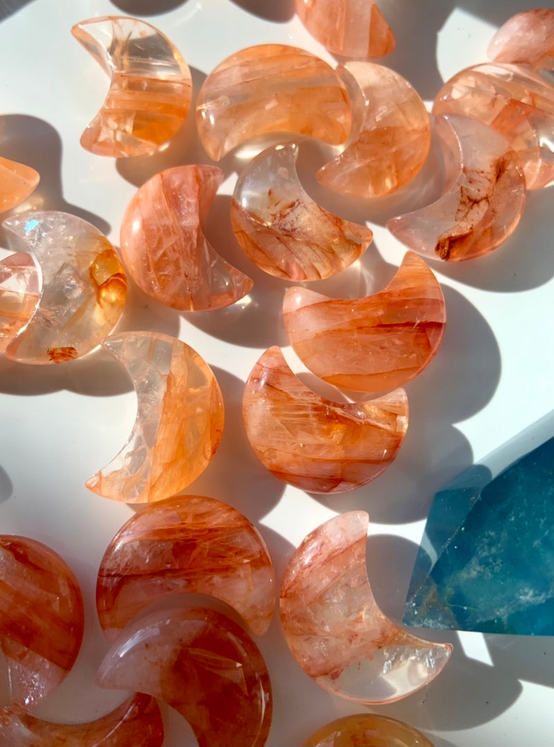 Fire Quartz with Golden Healer Moons