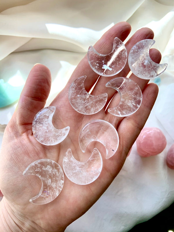 Clear Quartz Crescent Moons