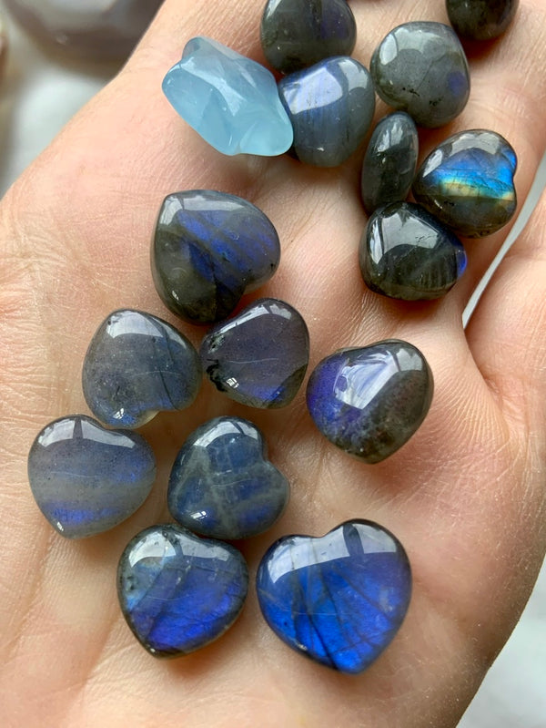 Flashy Mini Labradorite Hearts