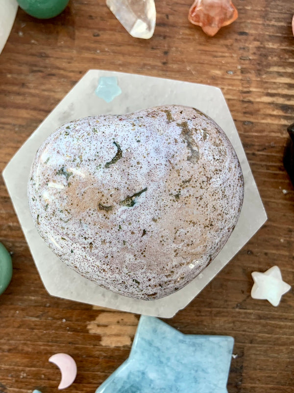 Pastel Ocean Jasper Heart Carving