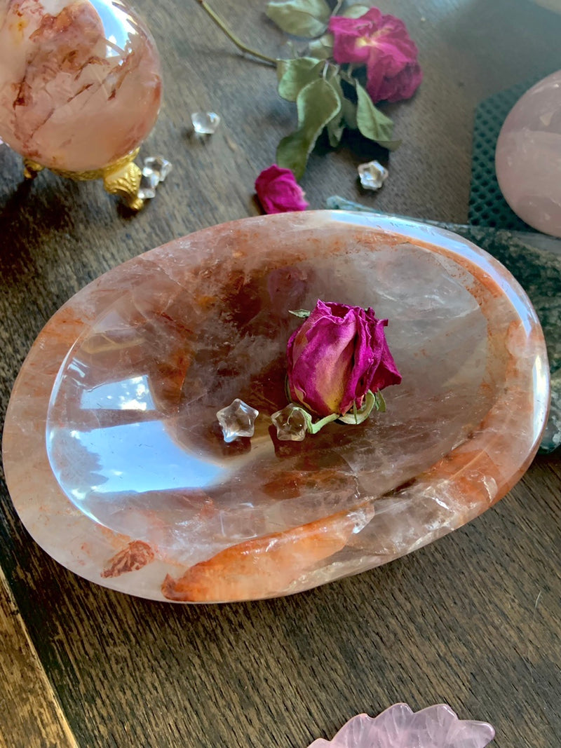 Large Fire Quartz Crystal Bowl