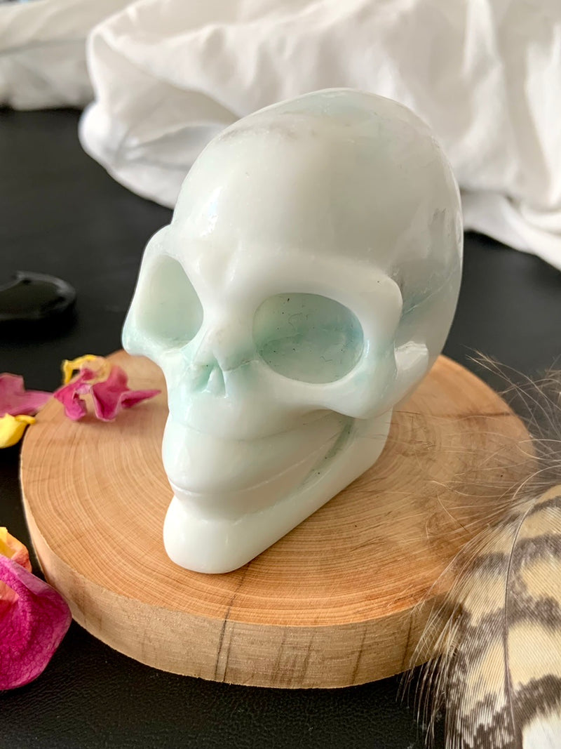 Blue Aragonite Crystal Skull