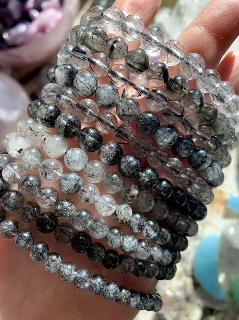 Black Tourmaline in Quartz Bracelet