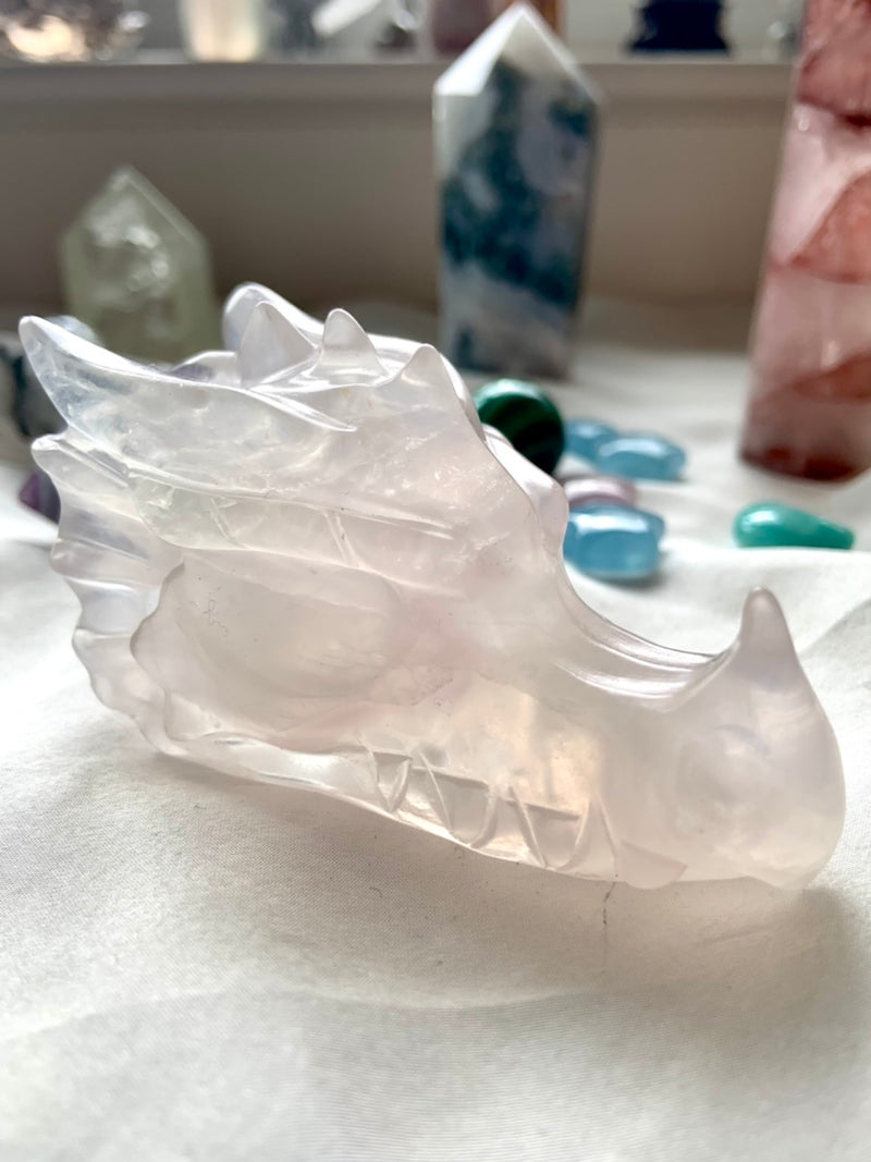 Transparent Lilac Yttrium Fluorite Dragon Head