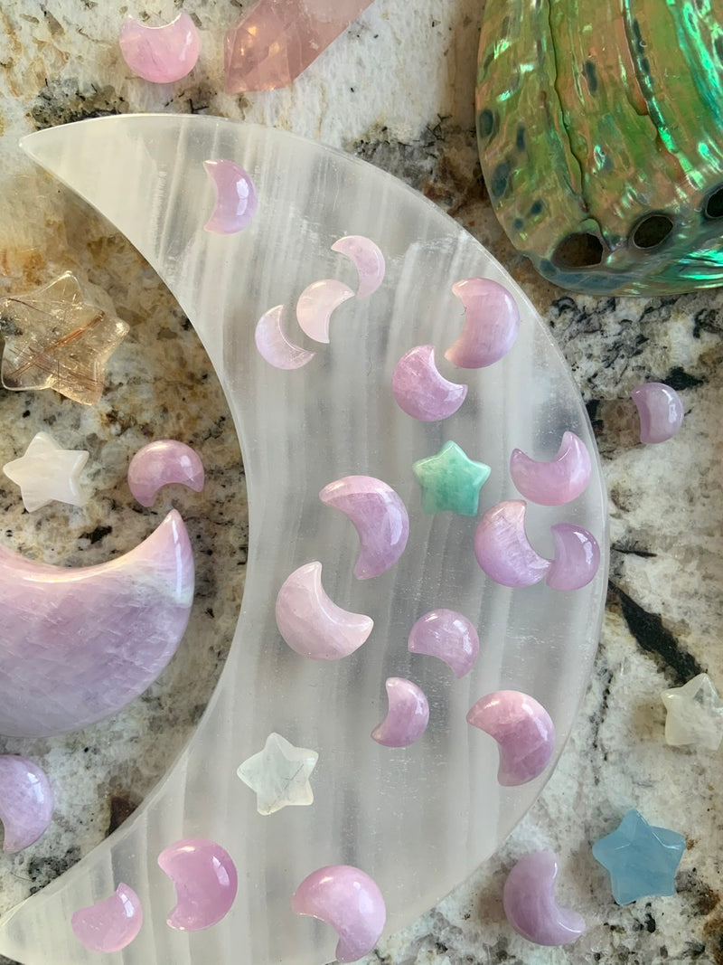 Kunzite Crescent Moons