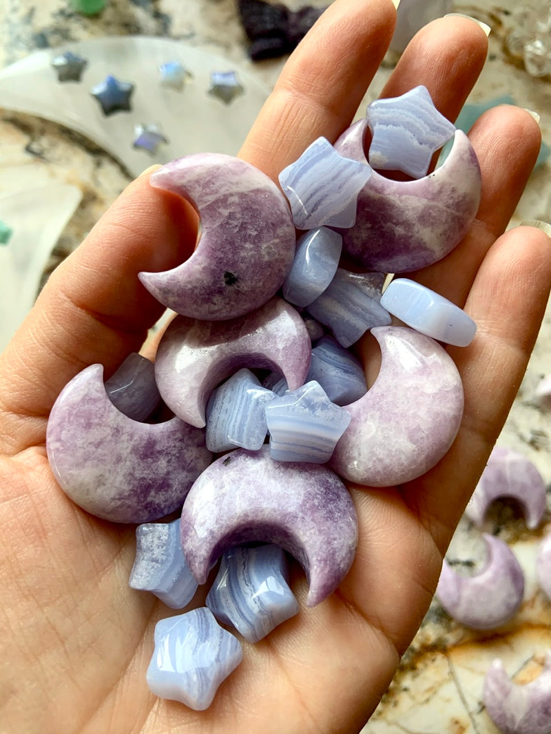 Lilac Lepidolite Crescent Moons