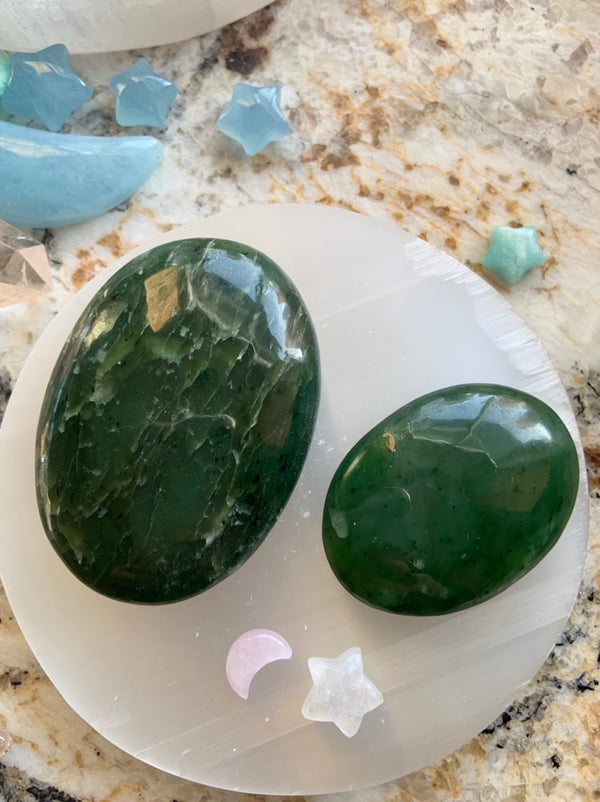 Nephrite Jade Palmstones, Meditation Stones