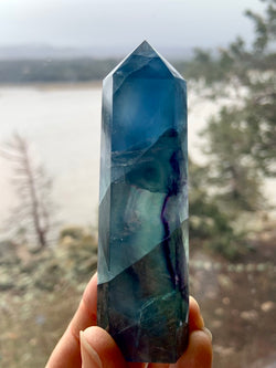 Atlantean Blue FLUORITE TOWER filled with Rainbows