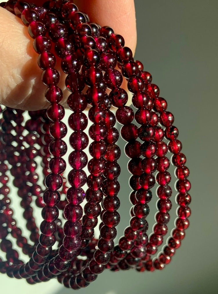 Small Bead Garnet Stacking Bracelets + Necklace